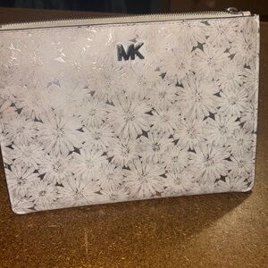 Michael Kors Silver Floral Pouch